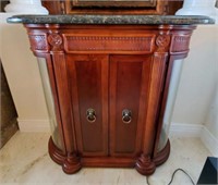 Custom Wood Glass Cabinet with Marble Top #1