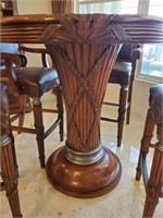 Wood Pedestal Bistro Table and 5 Chairs