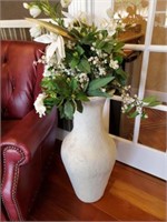Large White Decorative Vase w silks
