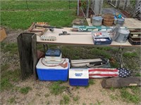 Fishing Items, Coolers, Folding Chairs & Misc.
