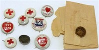 Vintage Red Cross, Community Chest, USO Pins -