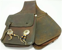 Vintage Leather Saddle Bag - Decorated with