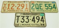 3 Minnesota License Plates - 1974 (1975 Sticker),