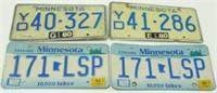 4 Minnesota License Plates - Matching Pair from