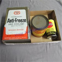 Anti-freeze can, Zecol sealer and oil can