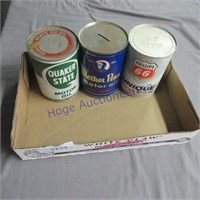 Quaker state, Mother Penn, Phillips 66 oil cans
