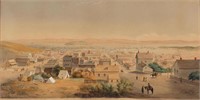 Important George Henry Burgess (British-American, 1831-1905) original watercolor view of San Francisco, signed, inscribed, and dated "1869" lower right, from the estate collection of Russell and Doris Evitt, Jackson, CA