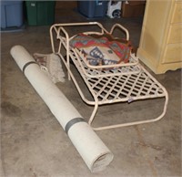 Pile: Metal Yard Chair, Rug, Blanket