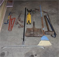 Pile: Hand Tools: Crow Bar, Squeege, Broom, etc