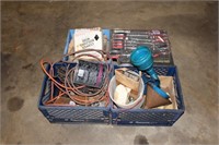 4 Crates with Misc Screwdrivers, Nails, Nuts/Bolts