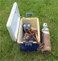 Pile: Tank, Cooler with Contents, Tongs, etc.