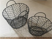 Pair of Decorative Black Wire Baskets