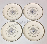 Set of 4 Vintage Masonic Commeritive Plates