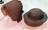 Early Primitive Wooden Mens Hat Mold and Wooden Bu