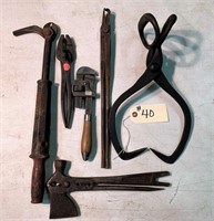Primitive Wood Worker Tool & Hay Hook lot,