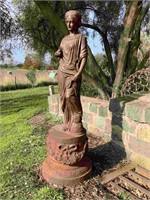 VICTORIAN STYLE LARGE CAST IRON LADY STATUE