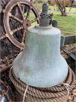 DATED 1939 "RED JACKET" BRASS BELL WITH CLANGER