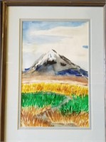 Water Color mountain and Field