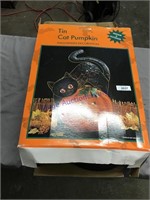 tin cat pumpkin halloween decoration