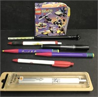ASSORTED SHELL OIL INK  PENS LEGO TIRE GAUGE