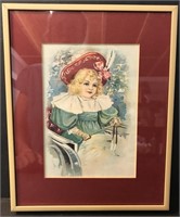 FRAMED PICTURE OF GIRL IN RED HAT