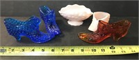 5 GLASS SHOE AND DISH LOT
