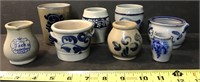 8 SMALL BLUE POTTERY PIECES