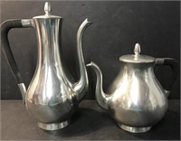 PEWTER TEAPOT AND COFFEE POT
