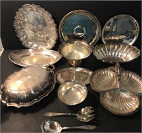 12 SILVERPLATE SERVING PIECES