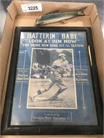 "Batterin' Babe" picture frame & wooden fish