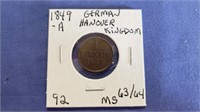 1849A German Hanover Kingdom Red/Brown MS63/64