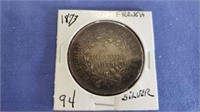 1873 Silver 5 Francs VF