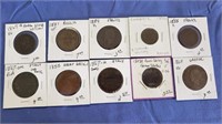 Bag of 10 Foreign Coins 1850s and 1860s