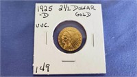 1925D $2.50 GOLD COIN UNC60