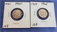 2-1959 Roosevelt Silver Proof Dimes