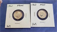 1961 and 1963 Roosevelt Silver Proof DIme