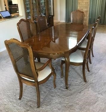 Thomasville Furniture Dining Table, Thomasville Dining Room Set With Cane Back Chairs