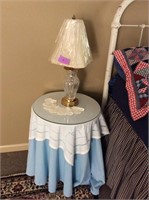 Glass lamp and side table