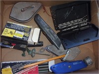 Box of Stringers, Utility Knives, Drill Bits