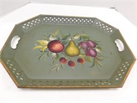 Tole Tray 20" L, 15" W. Nice hand painted Tole
