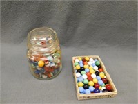 Vintage Marbles Canister full of marbles,