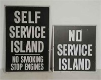 2 SST Self Service/ No Service Island signs