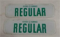 2 glass Cities Service Regular pump plates