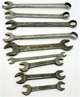 9 Open Ended Wrenches - 15/16, 7/16, 11/16, 7/8 -