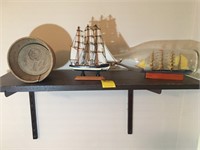 WOOD BUTTER MOLD, 2 WOOD SHIPS