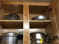PRESSURE COOKER & PANS ABOVE STOVE