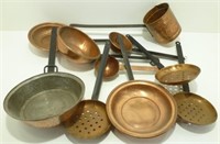 * Nice Collection of Antique Copper Pans w/ Cast