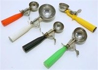 Five Vintage Ice Cream Scoops - All are Marked,