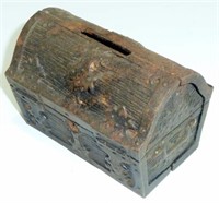 Vintage Cast Iron Trunk Bank - Old and Excellent