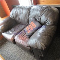 Leather love seat,